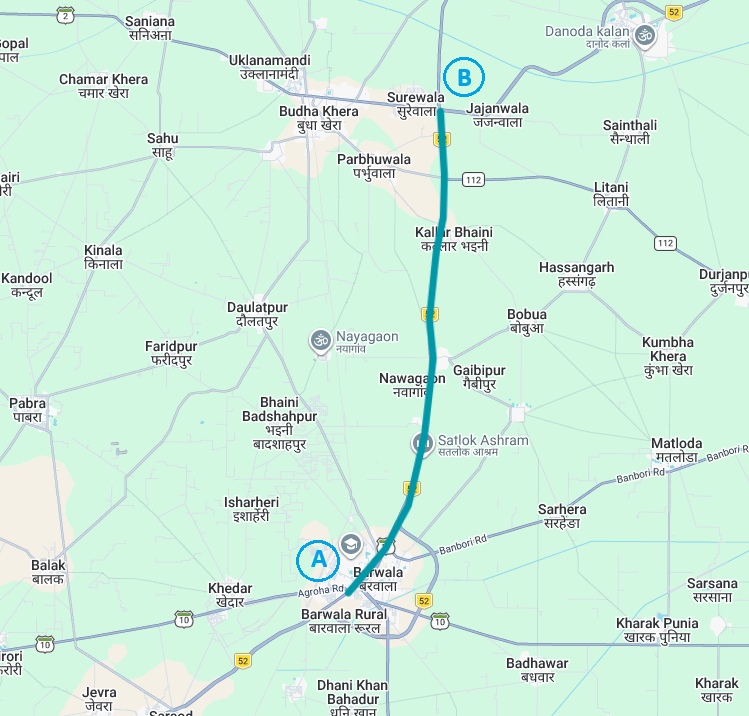 Barwala to Surewala (NH-52) - 16.80KM